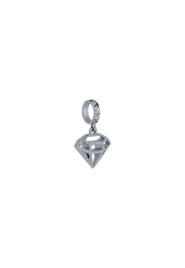 TOMEI Diamond-Shaped Charm, White Gold 585