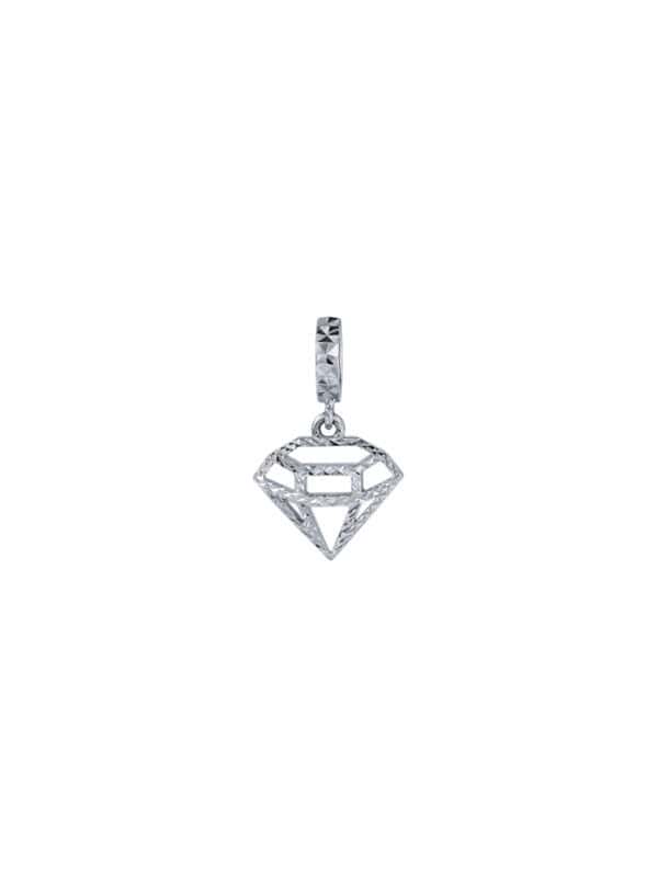 TOMEI Diamond-Shaped Charm, White Gold 585