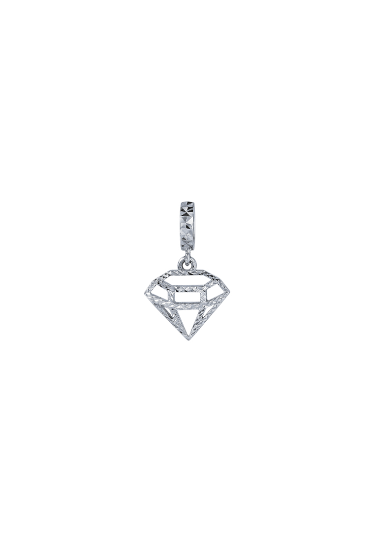 TOMEI Diamond-Shaped Charm, White Gold 585