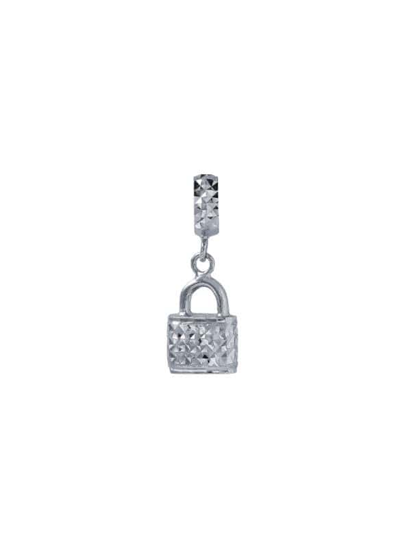 TOMEI Padlock Charm, White Gold 585