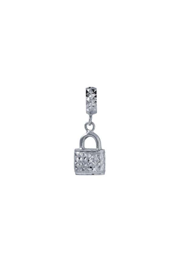 TOMEI Padlock Charm, White Gold 585