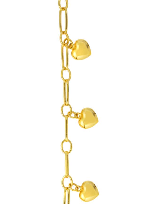 TOMEI Heart-Charms Bracelet, Yellow Gold 916