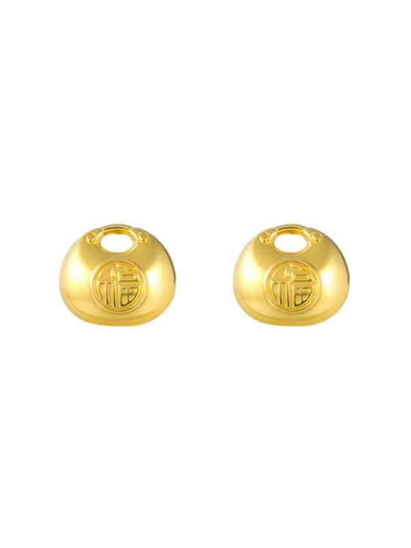 TOMEI Fu-Zi Bag Earrings, Yellow Gold 916