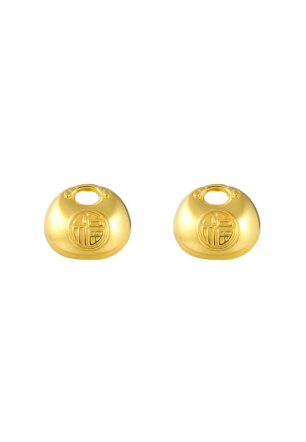 TOMEI Fu-Zi Bag Earrings, Yellow Gold 916