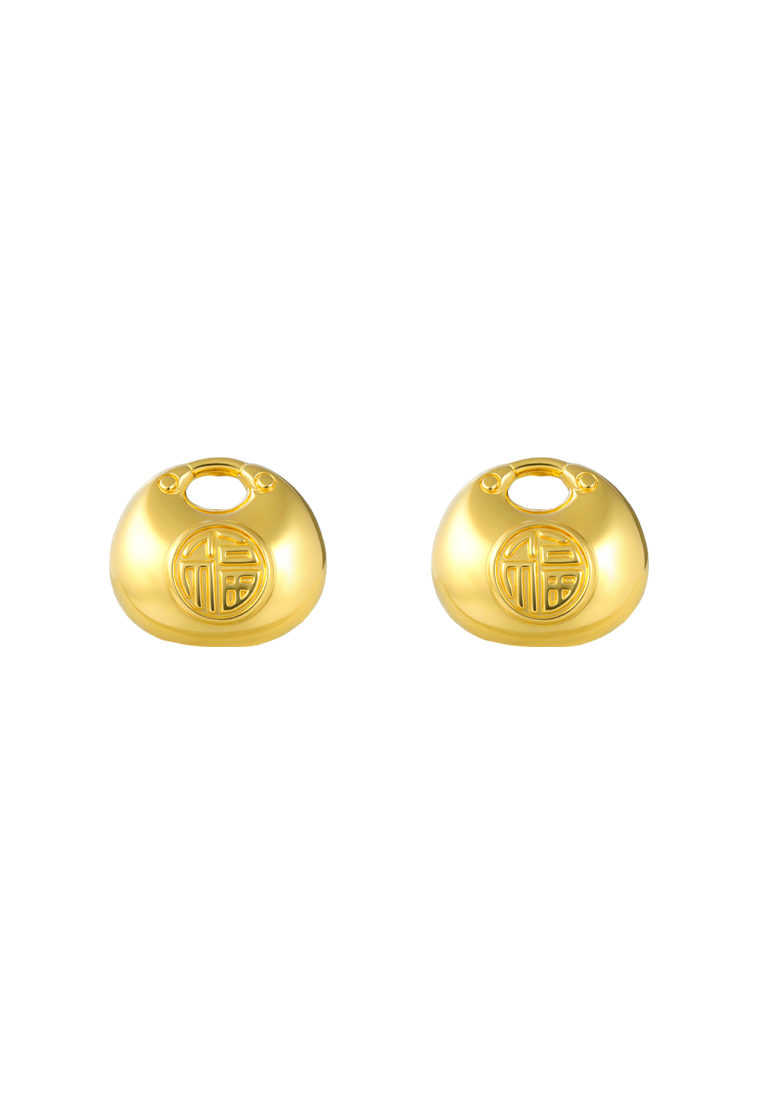 TOMEI Fu-Zi Bag Earrings, Yellow Gold 916