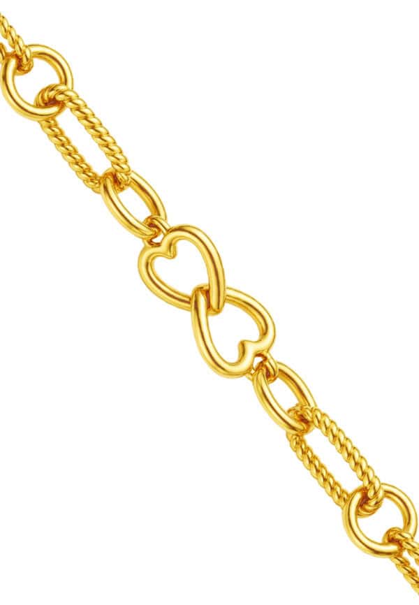 TOMEI Dwi-Heart Bracelet, Yellow Gold 999