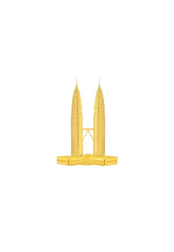 TOMEI Twin Tower Gold Wafer 0.1G, Yellow Gold 9999