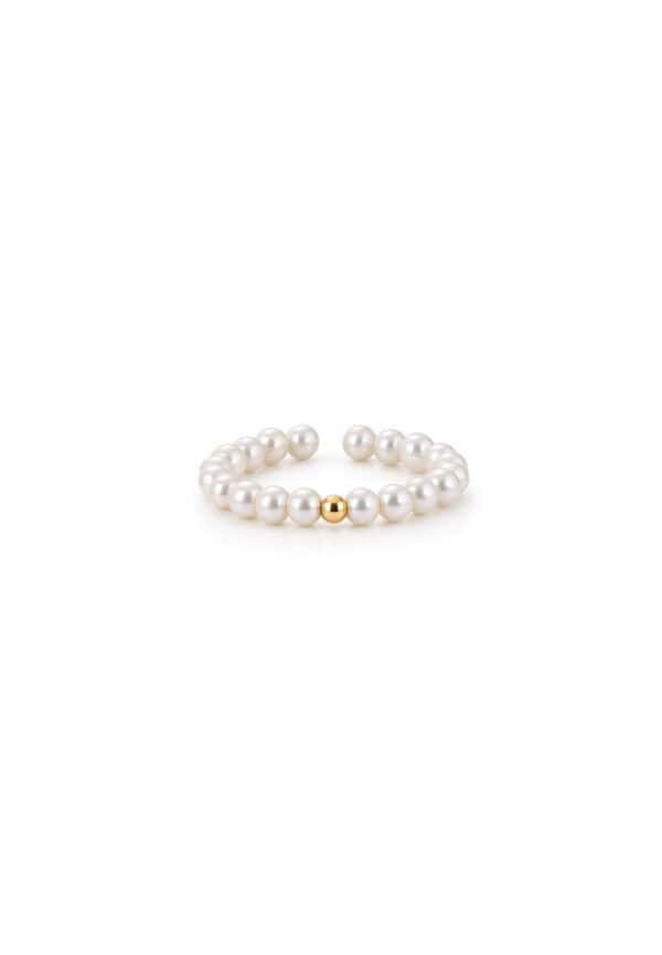TOMEI Minimalist Pearl Ring, Yellow Gold 750