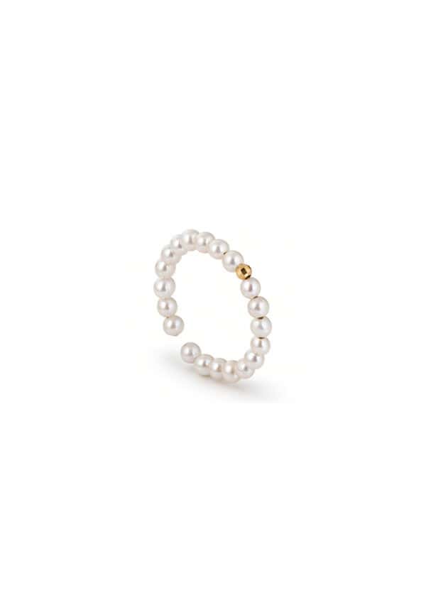 TOMEI Minimalist Pearl Ring, Yellow Gold 750