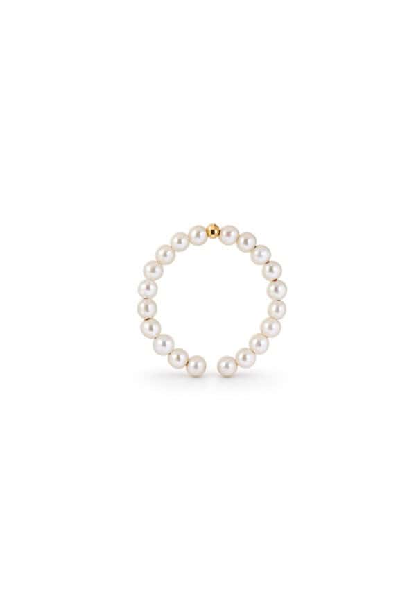 TOMEI Minimalist Pearl Ring, Yellow Gold 750