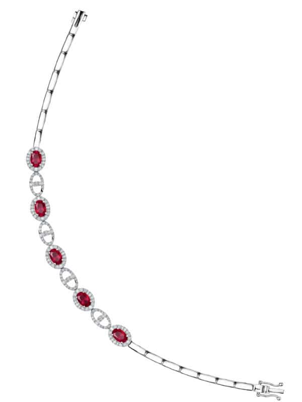 TOMEI Ruby Bracelet, White Gold 750/18K