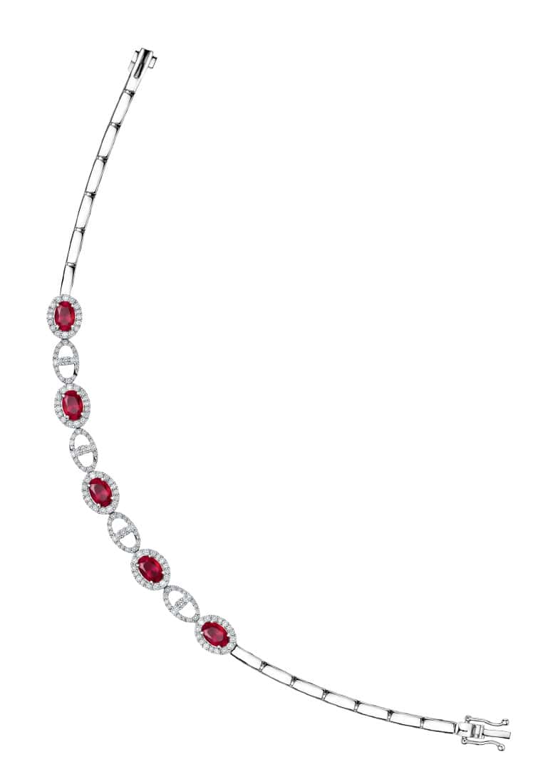 TOMEI Ruby Bracelet, White Gold 750/18K
