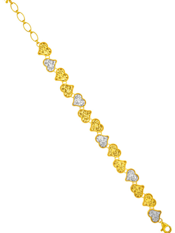 TOMEI Dual-Tone Heart Bracelet, Yellow Gold 916/22K