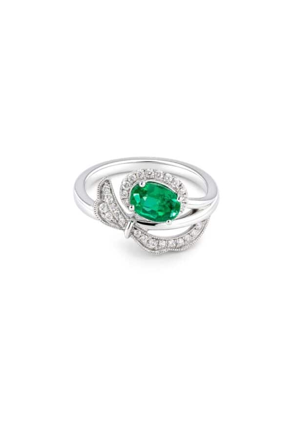 TOMEI Emerald Ring, White Gold 750/18K