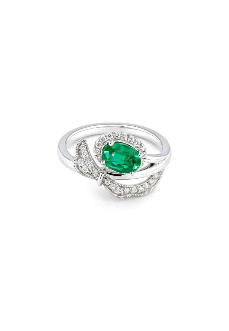 TOMEI Emerald Ring, White Gold 750/18K