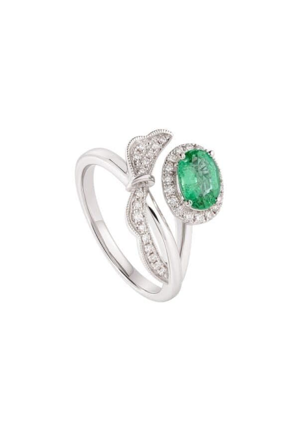 TOMEI Emerald Ring, White Gold 750/18K
