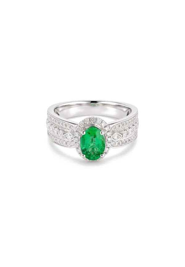 TOMEI Emerald Ring, White Gold 750/18K