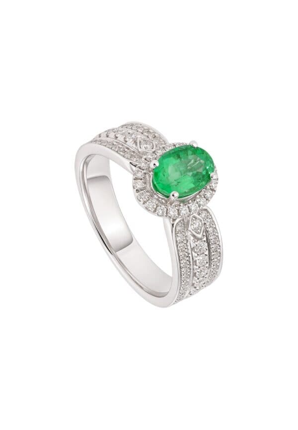 TOMEI Emerald Ring, White Gold 750/18K