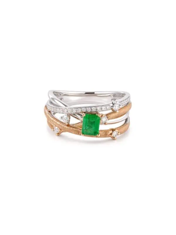 E00000227_02 TOMEI Emerald Ring, White+Yellow Gold 750/18K