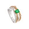 TOMEI Emerald Ring, White+Yellow Gold 750/18K