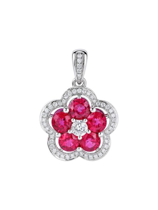 TOMEI Ruby Pendant, White Gold 750/18K