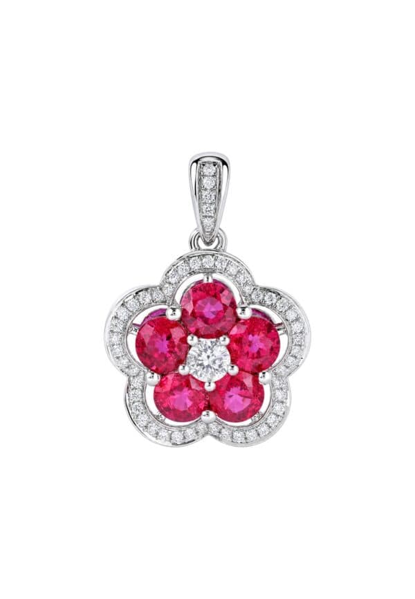 TOMEI Ruby Pendant, White Gold 750/18K