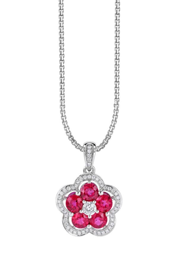 TOMEI Ruby Pendant, White Gold 750/18K