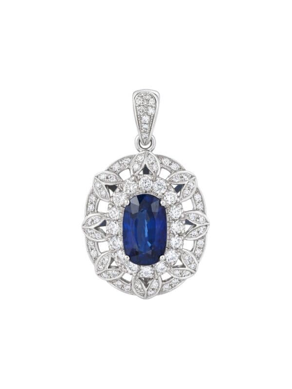 TOMEI Sapphire Pendant, White Gold 750/18K