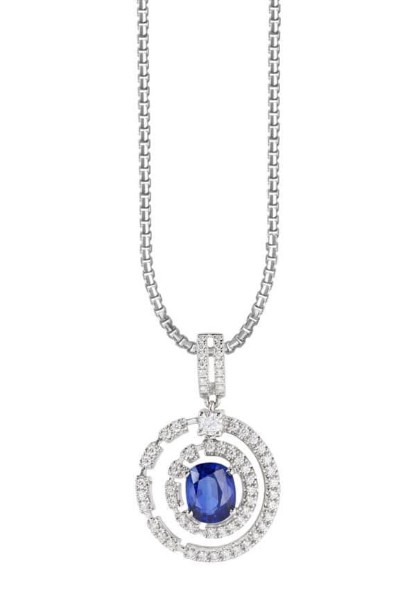 TOMEI Sapphire Pendant, White Gold 750/18K