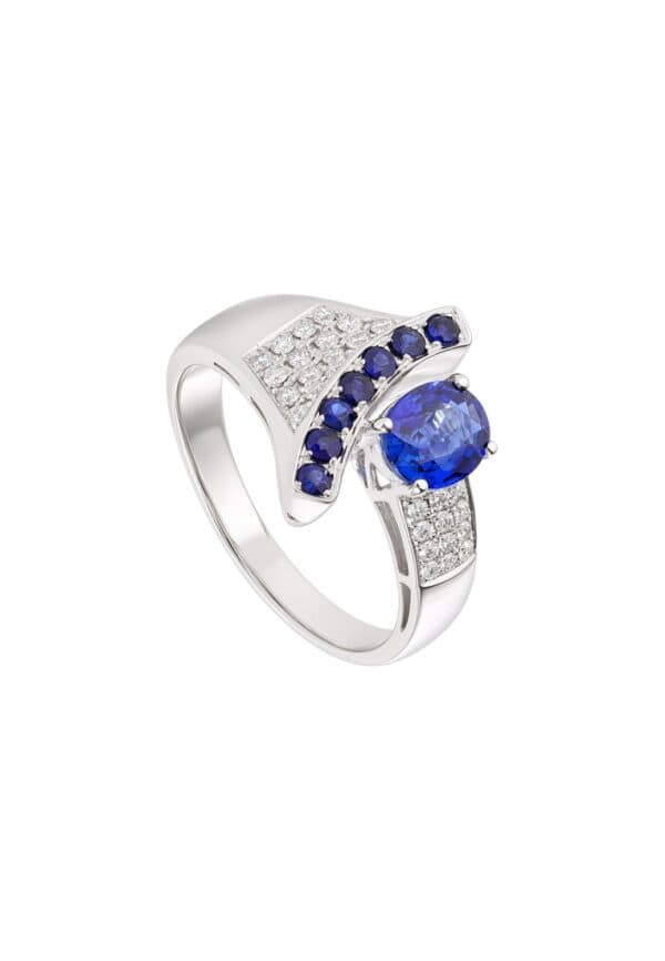 TOMEI Sapphire Ring, White Gold 750/18K