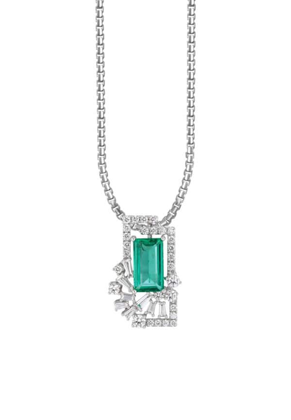TOMEI Emerald Pendant, White Gold 750/18K