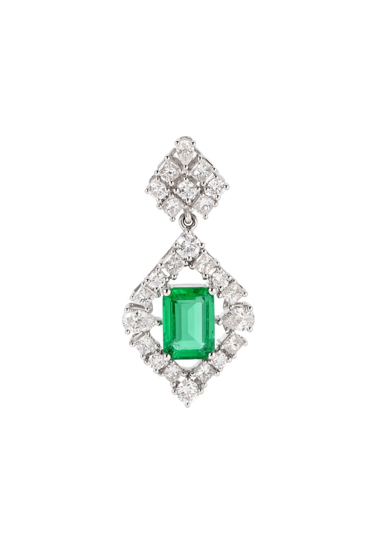 TOMEI Emerald Pendant, White Gold 750/18K