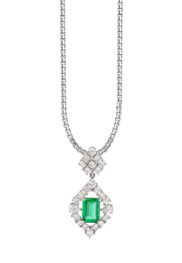 TOMEI Emerald Pendant, White Gold 750/18K