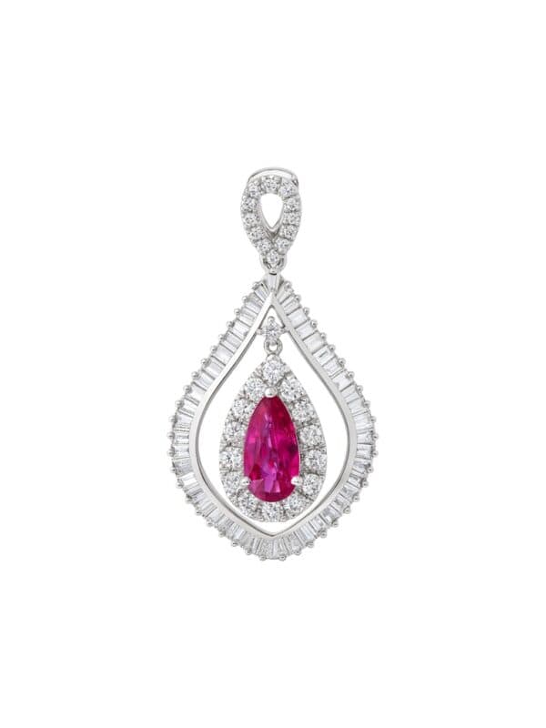 TOMEI Ruby Pendant, White Gold 750/18K