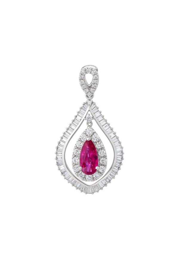 TOMEI Ruby Pendant, White Gold 750/18K
