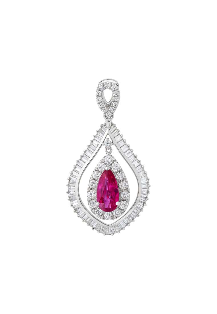 TOMEI Ruby Pendant, White Gold 750/18K