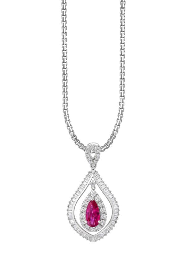 TOMEI Ruby Pendant, White Gold 750/18K