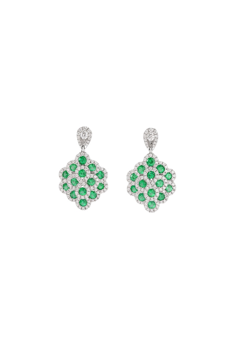 TOMEI Emerald Earrings, White Gold 750/18K