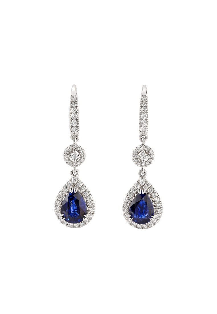 TOMEI Sapphire Earrings, White Gold 750/18K