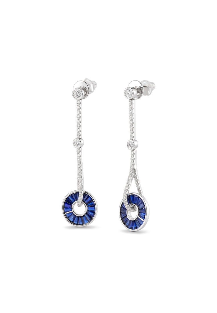 TOMEI Sapphire Earrings, White Gold 750/18K