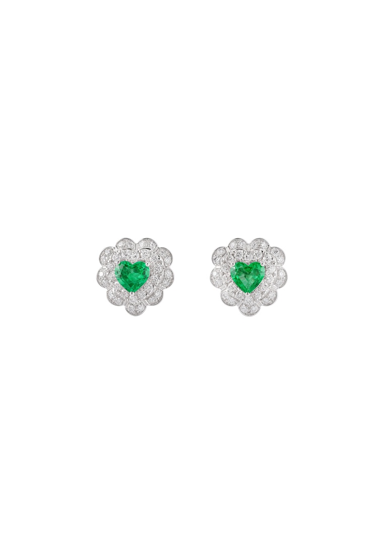 TOMEI Emerald Earrings, White Gold 750/18K