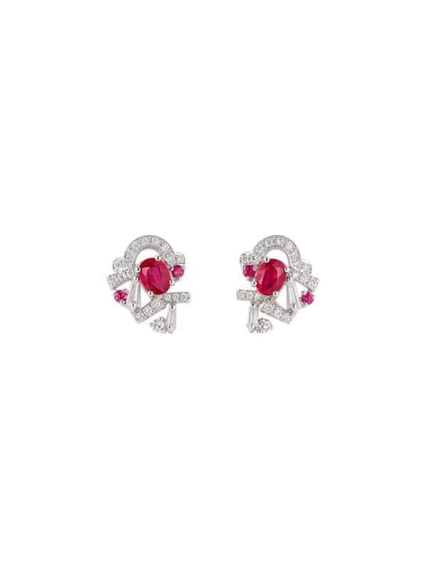 TOMEI Ruby Earrings, White Gold 750/18K