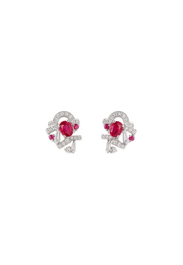 TOMEI Ruby Earrings, White Gold 750/18K