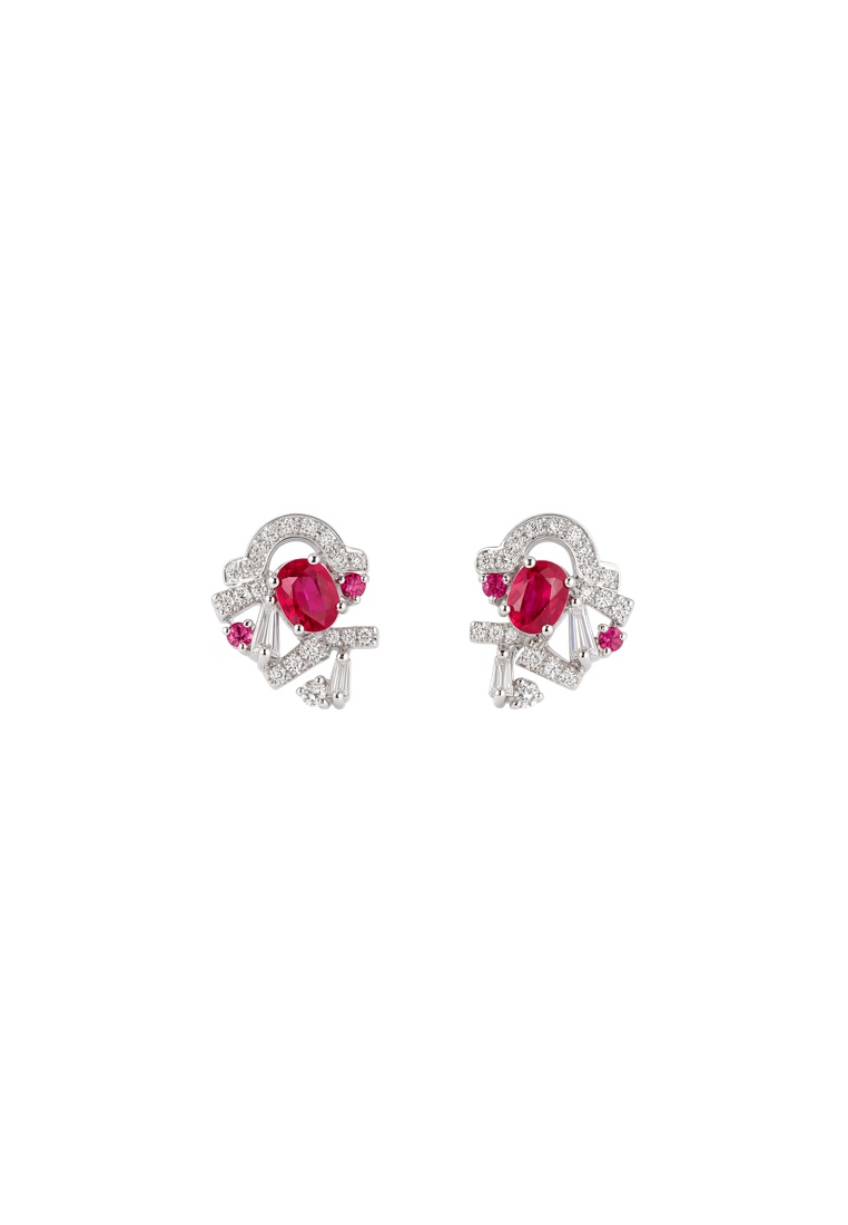 TOMEI Ruby Earrings, White Gold 750/18K