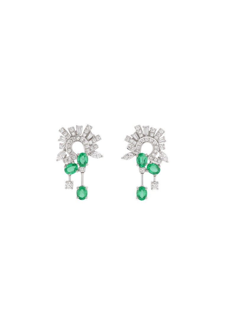 TOMEI Emerald Earrings, White Gold 750/18K