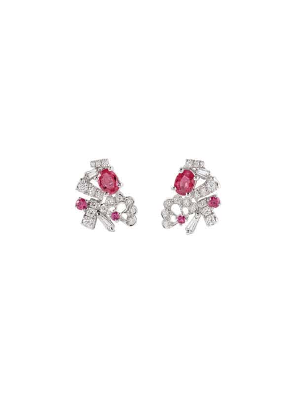 TOMEI Ruby Earrings, White Gold 750/18K