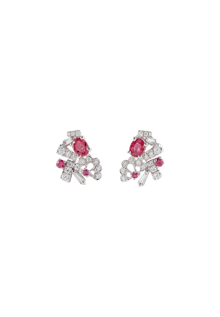 TOMEI Ruby Earrings, White Gold 750/18K