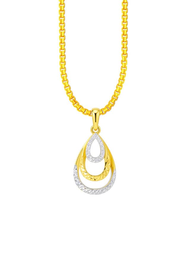 TOMEI Dual-Tone Pendant, Yellow Gold 916/22K