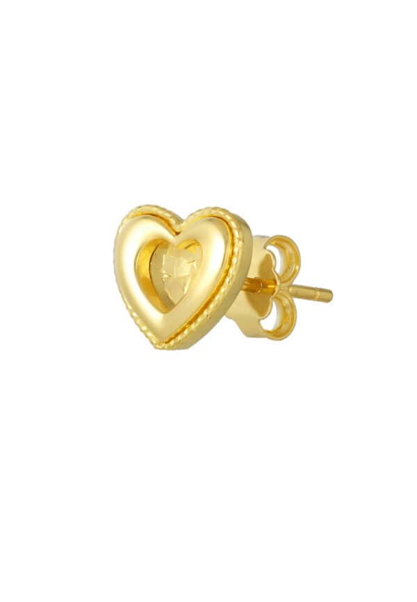 TOMEI Heart Earrings, Yellow Gold 916/22K
