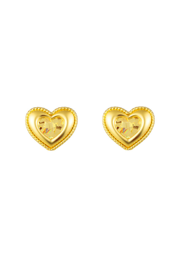 TOMEI Heart Earrings, Yellow Gold 916/22K